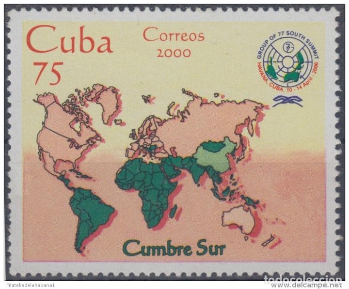 Sellos: 2000.17- * CUBA 2000. MNH. CUMBRE SUR. MAPAMUNDI. MAP. - Foto 2