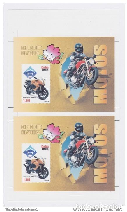 Sellos: 2009.242 (LG13) CUBA MNH SPECIAL PAIR SHEET PROOF 2009 MOTOS CHINA PHILATELIC EXPO HYOSUNG GT
