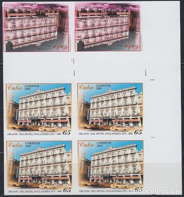 Stamps: 2005.363 CUBA. 2005. HOTEL INGLATERRA. IMPERF PROOF + ERROR WITHOUT COLOR. MNH.