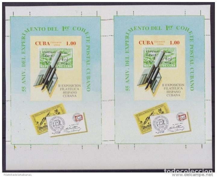Sellos: 1994.121 CUBA MNH PROOF ERROR BLOCK IMPERF. POSTAL ROCKET - Foto 1