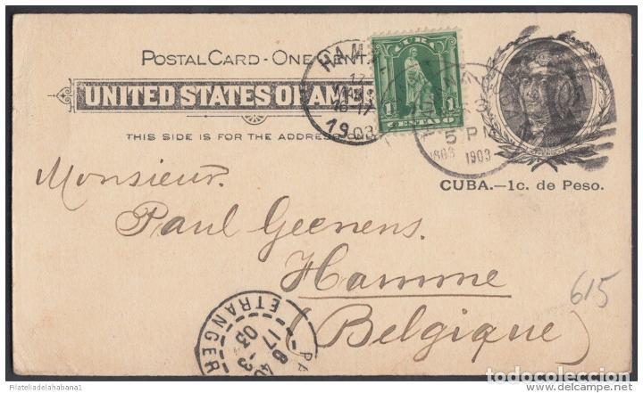 Stamps: &rdquo;1899-EP-65. CUBA. US OCCUPATION. 1899. Ed.39. ENTERO POSTAL. POSTAL STATIONERY TO BELGIQUE. BELGIUM