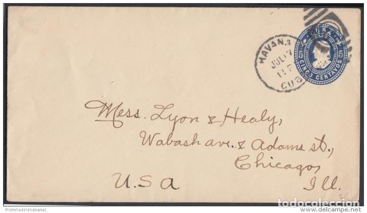 Selos: &rdquo;1899-EP-12. CUBA US OCCUPATION. 1899. COLON. 5c. Ed.58. K.75. TIPO DE CORTE 75. POSTAL STATIONERY H