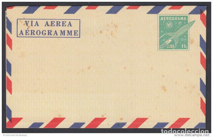 Selos: &rdquo;1976-EP-10. CUBA REVOLUCION. 1976. AEREOGRAMA. AEROGRAMME. Ed.4ed. SOBRE ERROR  BORDE ROJO CON LA I