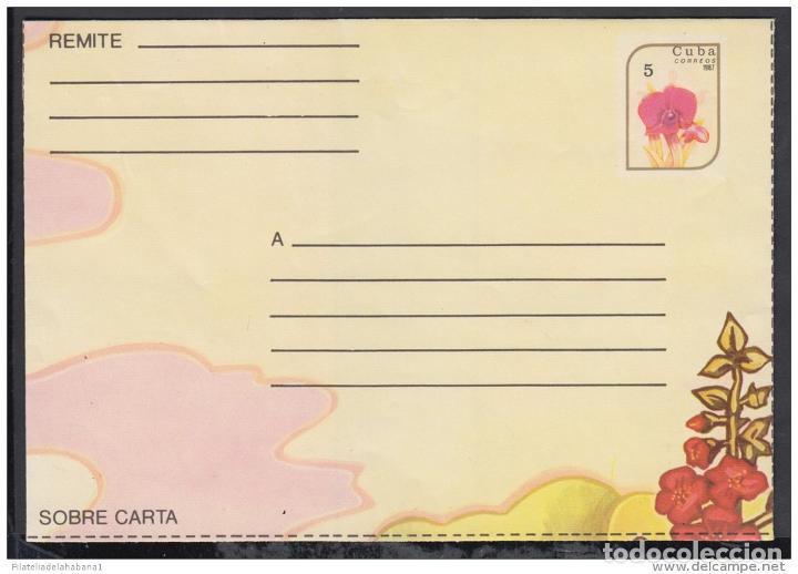 Selos: &rdquo;1987-EP-65. CUBA REVOLUCION. 1987. POSTAL STATIONERY. Ed.65. ORQUIDEAS. ORCHILD. FLOWER. SOBRE ERRO