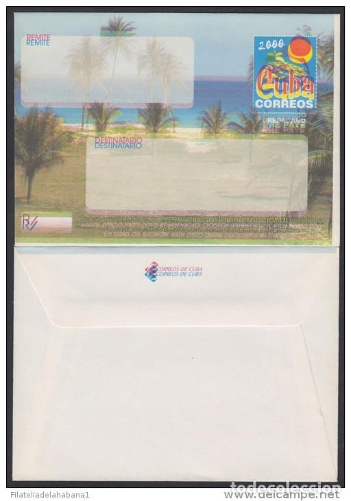 Briefmarken: &rdquo;2000-EP-108 CUBA 2000. Ed.9. SOBRE CARTA. POSTAL STATIONERY. VARADERO BEACH. ERROR DISPLACED COLOR.