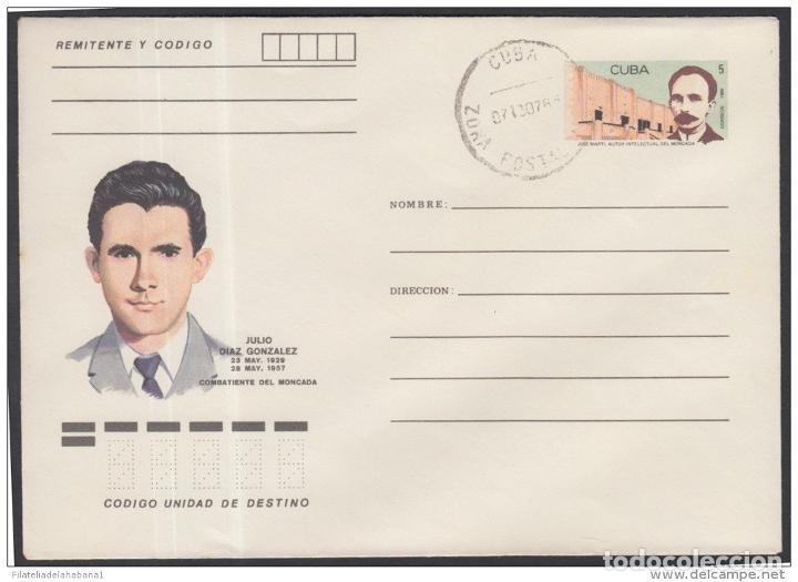 Selos: &rdquo;1986-EP-107 CUBA 1986. Ed.199n. POSTAL STATIONERY. MARTIRES DEL MONCADA. JULIO DIAZ. ZONA POSTAL I.