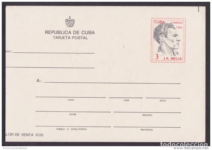 Sellos: &rdquo;1986-EP-112 CUBA 1985. Ed.138. POSTAL STATIONERY. JULIO A. MELLA. CUT ERROR. ERRO DE CORTE.&rdquo;