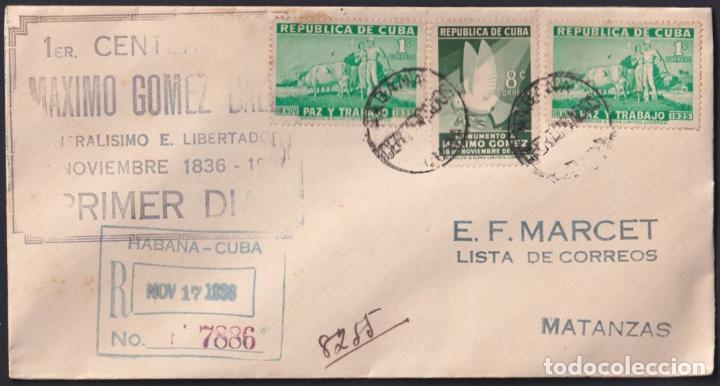 Sellos: &rdquo;1936-FDC-112 CUBA FDC 1936 BLACK CANCEL CENT. MAXIMO GOMEZ COMPLETE SET&rdquo; - Foto 6
