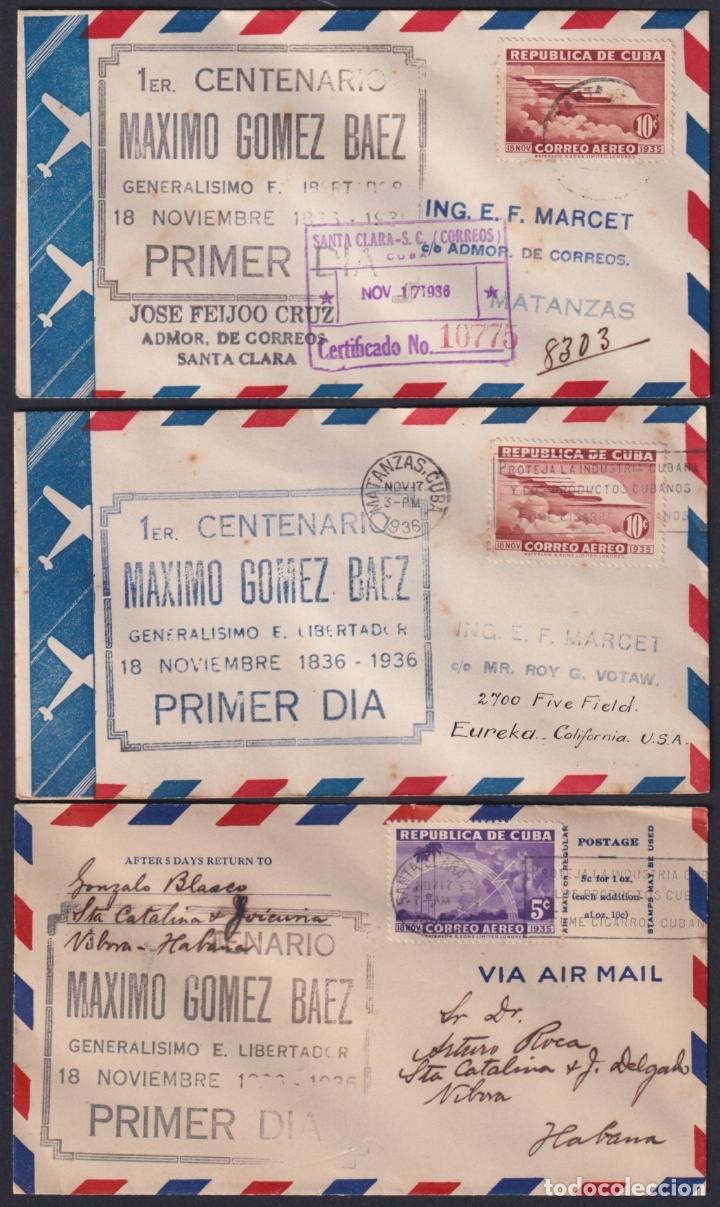 Sellos: &rdquo;1936-FDC-112 CUBA FDC 1936 BLACK CANCEL CENT. MAXIMO GOMEZ COMPLETE SET&rdquo; - Foto 1