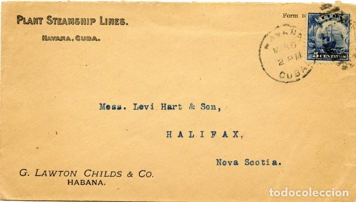 Sellos: cuba ed 33 en sobre circulado a Halifax - Foto 1
