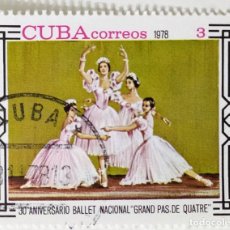 Sellos: SELLO DE CUBA 3 C - 1978 - BALLET GRAND PAS DE QUATRE - USADO SIN SEÑAL DE FIJASELLOS. Lote 237538615
