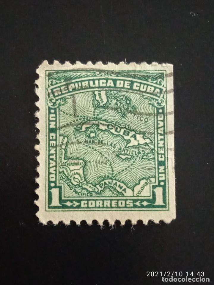 Sellos: REPUBLICA DE CUBA 1 CENT, MAPA A&Ntilde;O 1914. - Foto 1