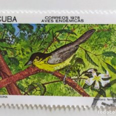 Selos: SELLO DE CUBA 10 C - 1978 - AVES ENDEMICAS - USADO SIN SEÑAL DE FIJASELLOS. Lote 264460819