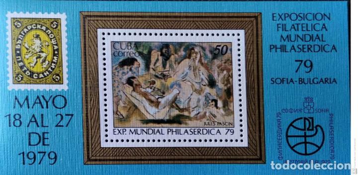 Sellos: Cuba. HB 58 Exposici&oacute;n Filat&eacute;lica Philaserdica'70. Cuadro de Jules Pascin. 1979. Sellos nuevos y nu