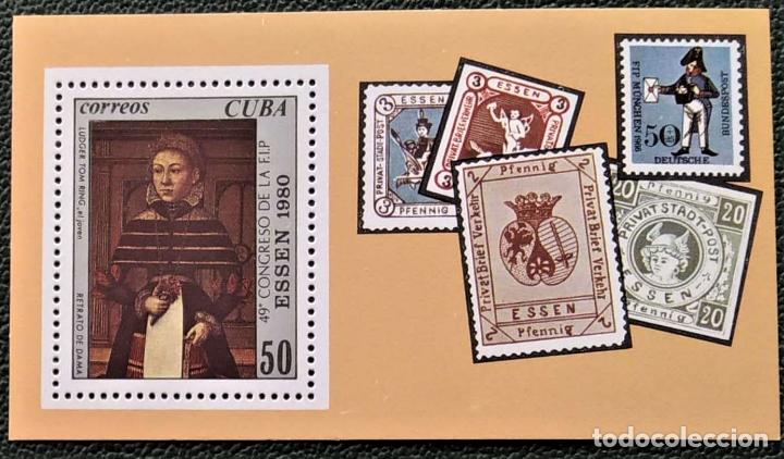Sellos: Cuba. HB 63 Congreso FIP. Essen 1980. Retrato de Dama de Ludger Tom Ring, el joven. 1980. Sellos nue