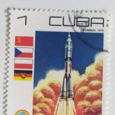 Selos: SELLO DE CUBA 1 C - 1979 - DIA DEL COSMONAUTA - USADO SIN SEÑAL DE FIJASELLOS. Lote 306060368