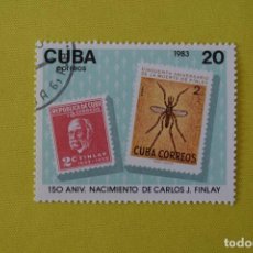 Sellos: CUBA. 1983. 150 ANIVERSARIO CARLOS J. FINLAY. Y VERT 2473. USADO. Lote 316786533