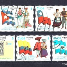 Timbres: 1990 CUBA YVERT 3064/3068 HISTORIA LATINOAMERICANA, TRAJES TÍPICOS NACIONALES - USADOS. Lote 325715528