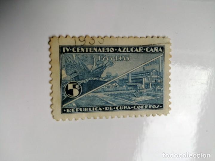 Sellos: CUBA - 5 CENTAVOS - IV CENTENARIO AZUCAR CA&Ntilde;A - Foto 1