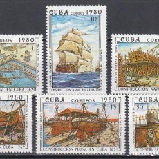 Timbres: CUBA 1980- YVERT 2208/2213 ** NUEVO SIN FIJASELLOS -HISTORIA DE LA CONSTRUCCIÓN NAVAL CUBANA. BARCOS. Lote 355941385
