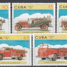 Sellos: CUBA 1998 - YVERT 3700/3704 ** NUEVO SIN FIJASELLOS - COCHES DE BOMBEROS. Lote 401434954