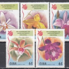 Sellos: CUBA 1998 - YVERT 3735/3739 ** NUEVO SIN FIJASELLOS - FLORA FLORES. ANIV. JARDÍN BOTÁNICO NAC.. Lote 401442769