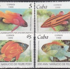 Sellos: CUBA 1999 - YVERT 3801/3804 ** NUEVO SIN FIJASELLOS - FAUNA. PECES. ANIV. FELIPE POEY. Lote 401446234