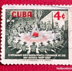 Sellos: SELLO DE CUBA. 1957. FOGATA DE CAMPAMENTO. BOY SCOUTS