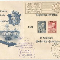 Sellos: CUBA 1952. SPD V CENTENARIO DEL NACIMIENTO ISABEL LA CATÓLICA. CON HOJITA CONMEMORATIVA NO DENTADA