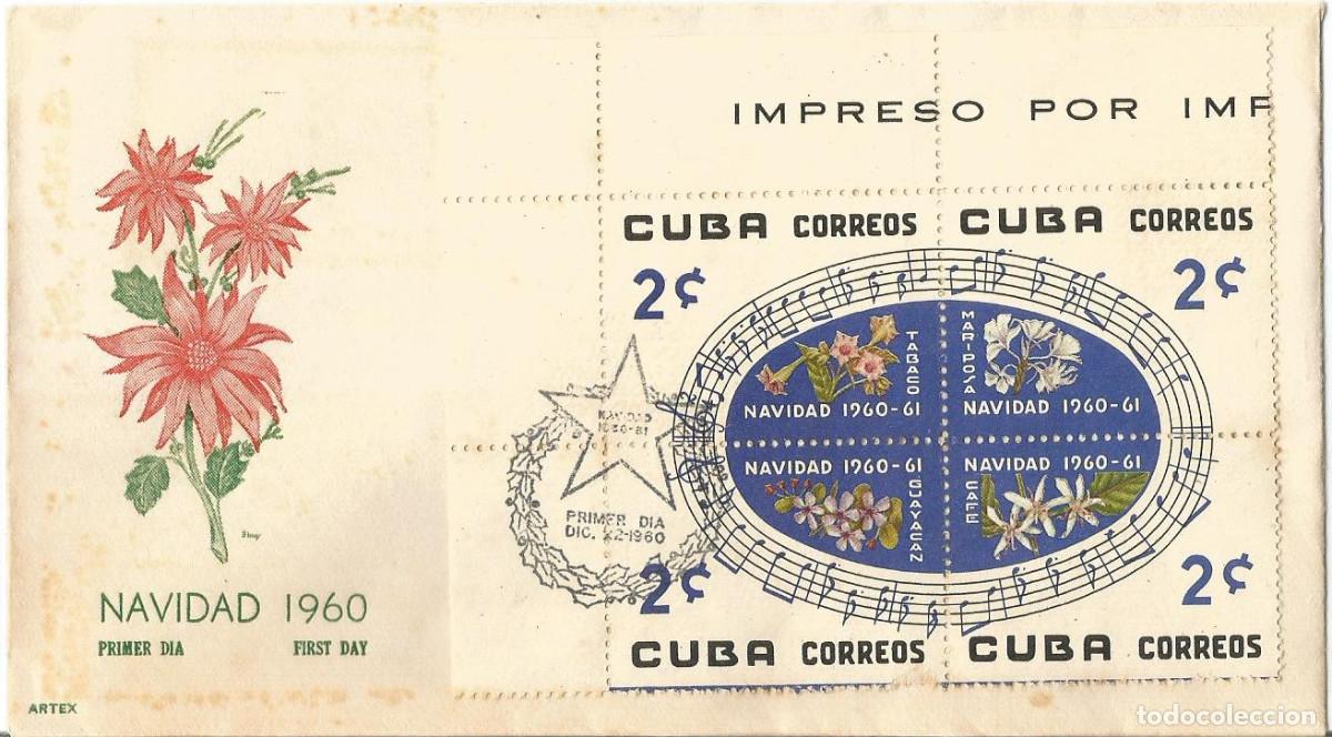Sellos: Cuba 1960. FDC, SPD Navidad. Flora. - Foto 2