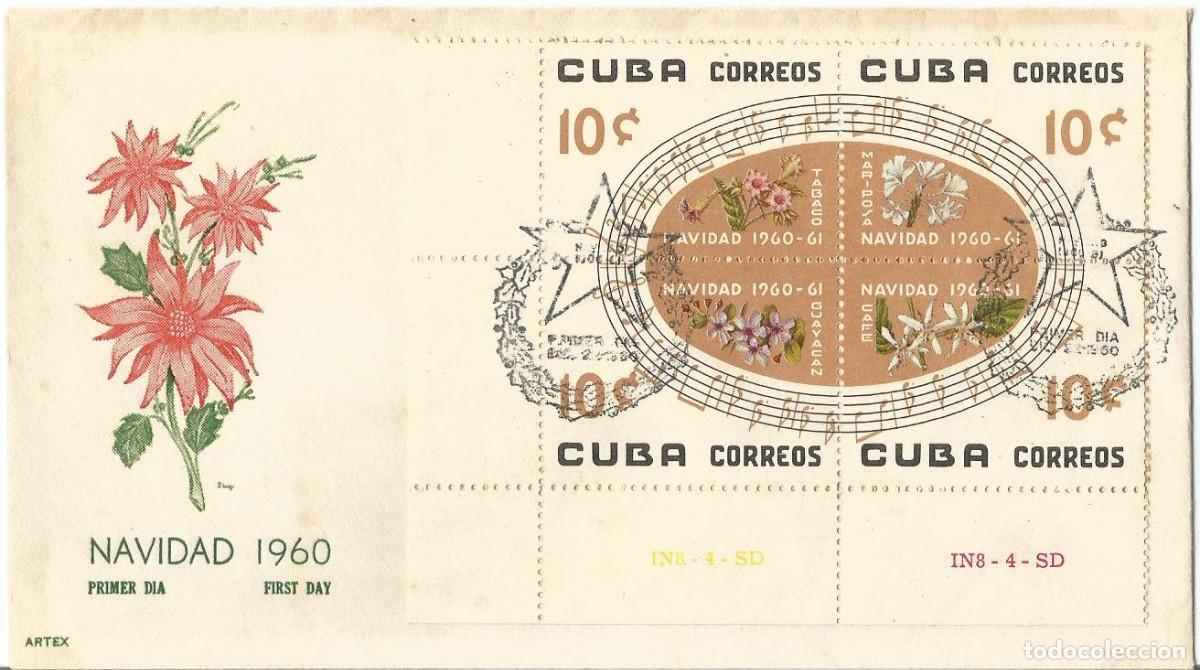 Sellos: Cuba 1960. FDC, SPD Navidad. Flora. - Foto 3
