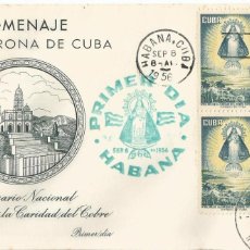 Sellos: CUBA 1956. FDC, SPD LA CARIDAD DEL COBRE, VÍRGEN PATRONA DE CUBA. BLOCK DE 4