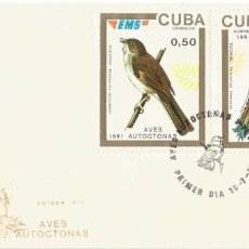 Sellos: CUBA 1991. FDC, SPD AVES AUTÓCTONAS DE CUBA.