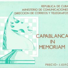 Sellos: CUBA 1982. FOLLETO DE EMISIÓN DE SERIE JOSÉ RAÚL CAPABLANCA IN MEMORIAM.