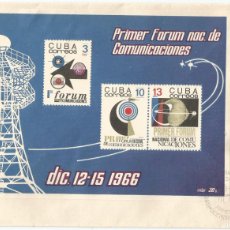 Sellos: CUBA 1966. SPD, FDC I FORUM NACIONAL DE COMUNICACIONES (SERIE COMPLETA: HB Y SERIE)