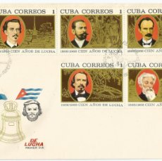 Sellos: CUBA 1968. SPD,FDC 10 DE OCTUBRE CENTENARIO DE LA GUERRA X LA INDEPENDENCIA. CHE GUEVARA, JOSÉ MARTÍ