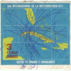 Sellos: ❤️ SELLO DE CUBA: MAPA DE HURACANES, 1971, 3C ❤️