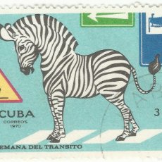Sellos: ❤️ SELLO DE CUBA: ”CEBRA Y FRANJA DE CEBRA”, 1970, 3 CENTAVOS CUBANOS ❤️