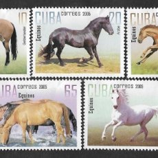 Sellos: SE)2005 CUBA COMPLETE SERIES FAUNA OF CUBA, EQUINE HORSES, 5 MNH STAMPS