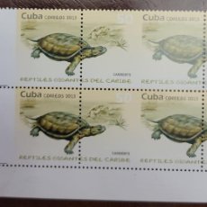 Sellos: O) 2013 CUBA, ERROR PERFORATION, PREHISTORIC ANIMALS - GIGANT REPTILES OF THE CARIBBEAN, TURTLE -