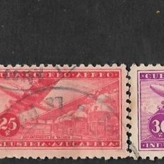 Sellos: SE)1954 CUBA SUGAR INDUSTRY SERIES, AIRCRAFT AND EVAPORATORS, 3 USED STAMPS