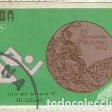 Sellos: ❤️ SELLO MEDALLA DE BRONCE (100 M FEMENINO), 1973, CUBA, DEPORTE, 1 CENTAVO CUBANO ❤️