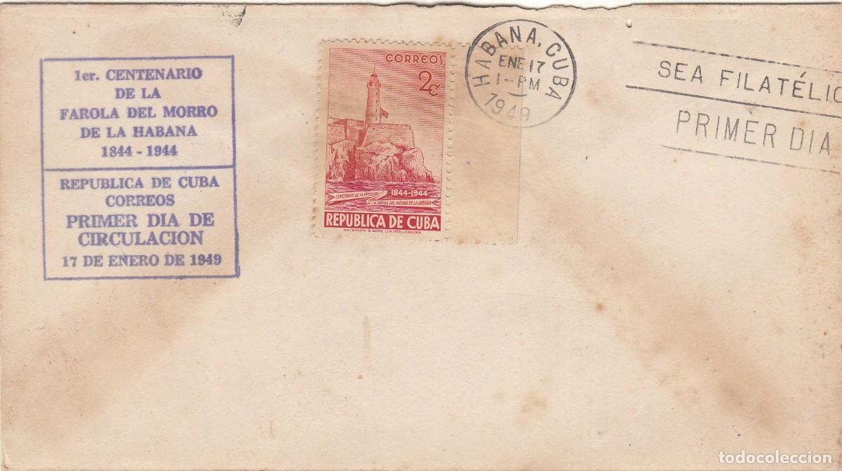 Sellos: SOBRE 1949 CUBA: 1&ordm; CENT. FAROLA DEL MORRO - Foto 1