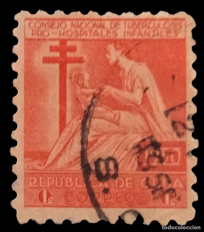 Sellos: CUBA 1950 Control de Tuberculosis. USADO - USED. - Foto 1