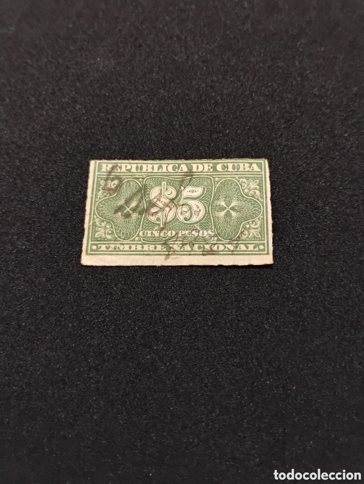 Sellos: sello de timbre cubano de cinco pesos.&nbsp; - Foto 3