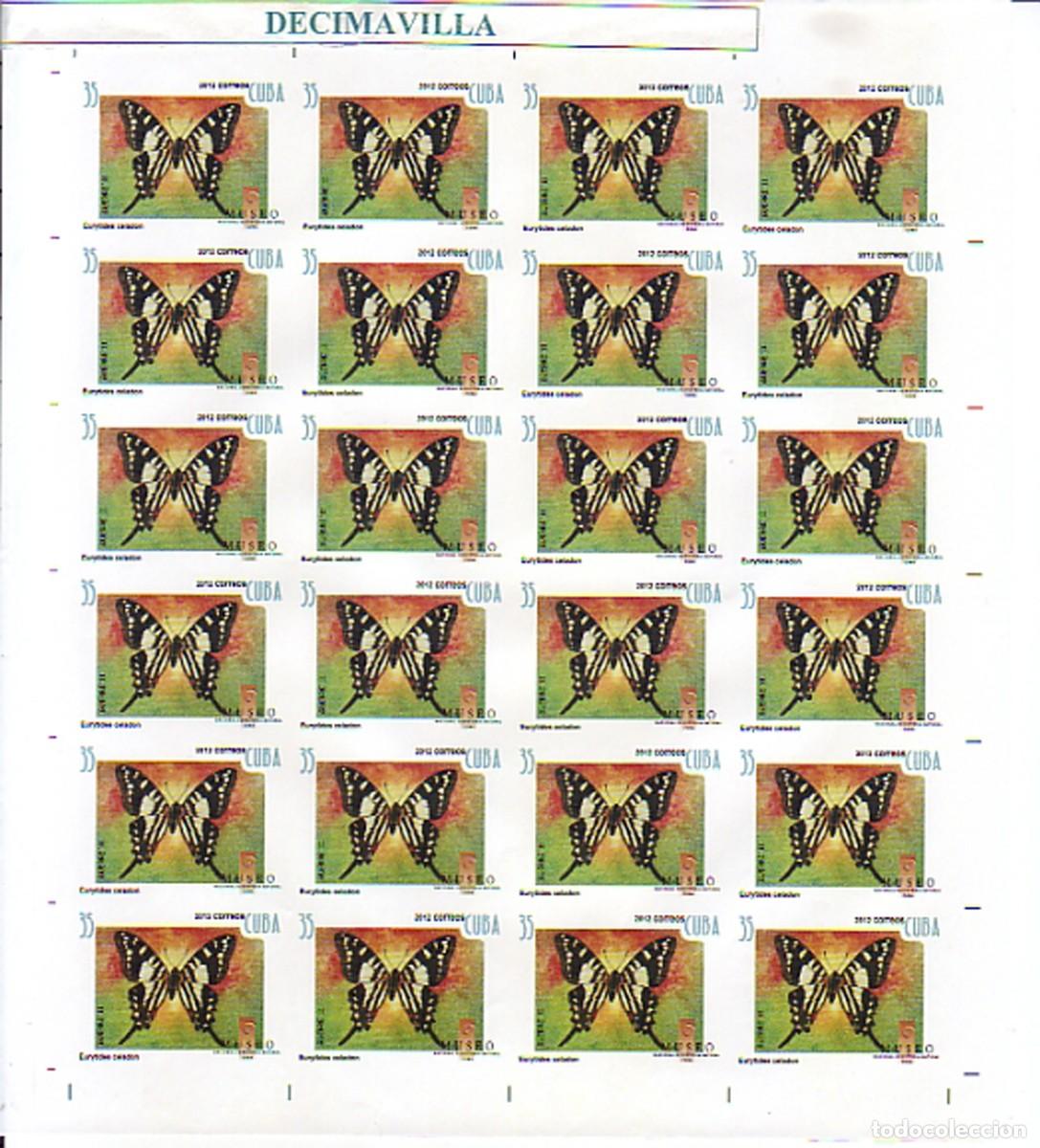 Sellos: CUSD035, CUBA, MARIPOSAS, 2012, 35C. SIN DENTAR, PLIEGO COMPLETO - Foto 1