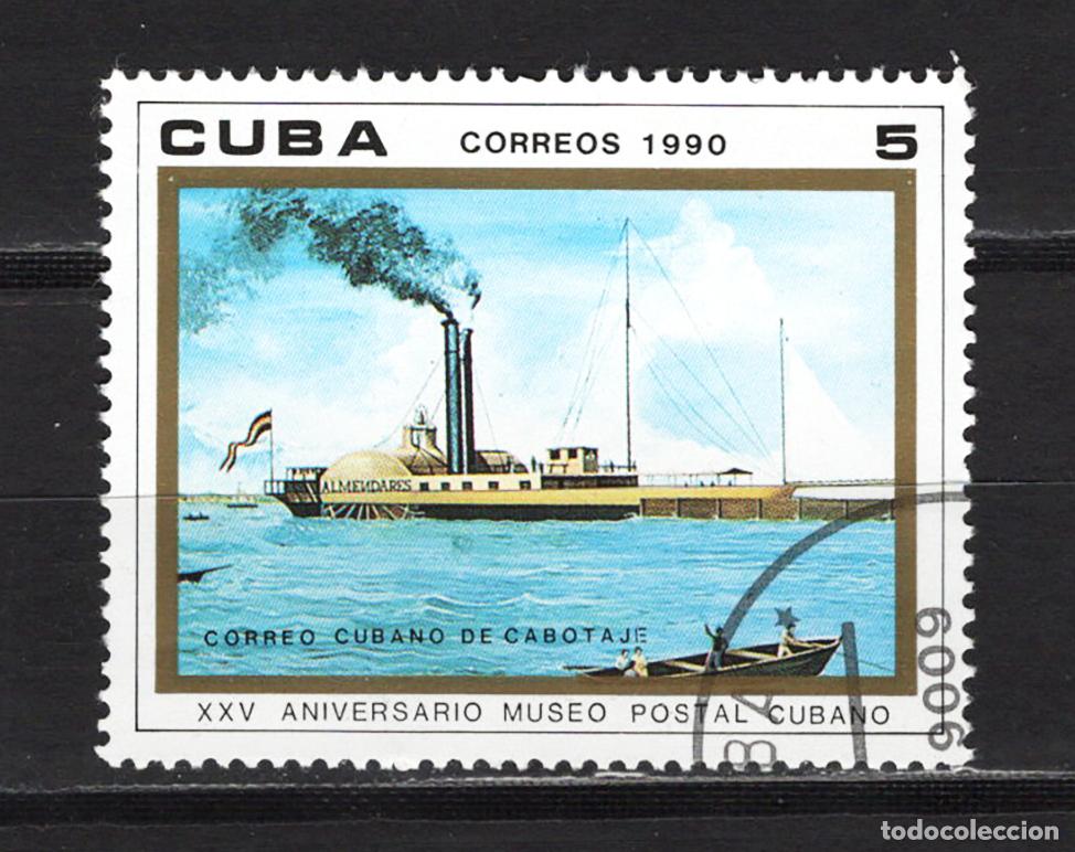 Sellos: CUBA 1990 usado BARCOS Yvert 2999 - Foto 1