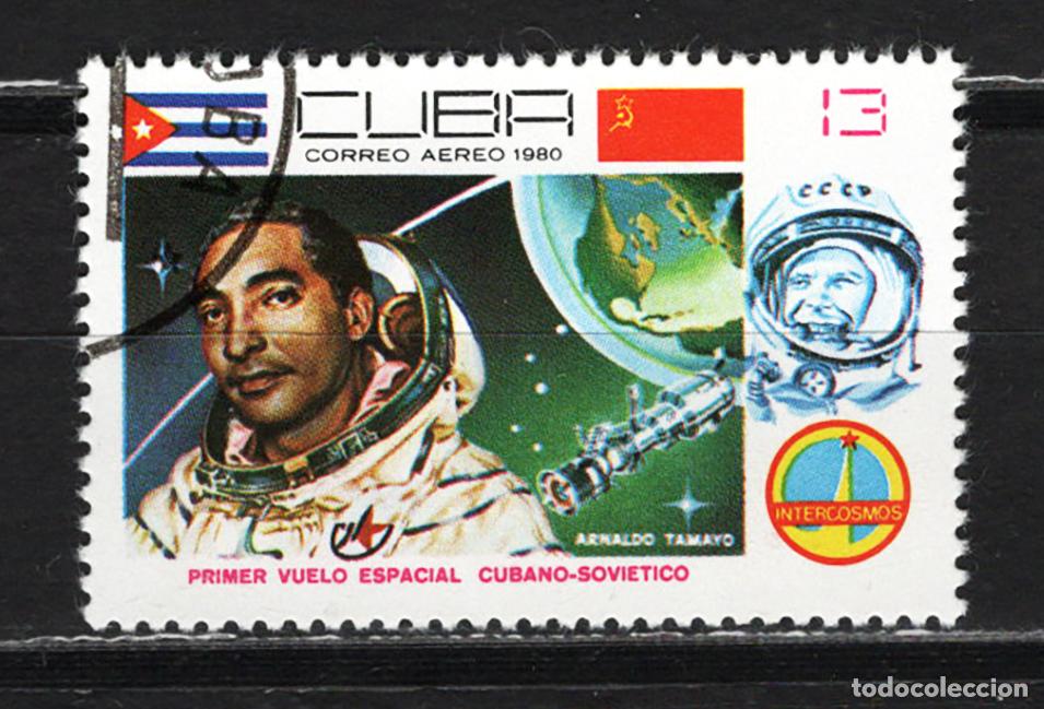 Sellos: CUBA 1980 usado ESPACIO Yvert 319 a&eacute;reo - Foto 1