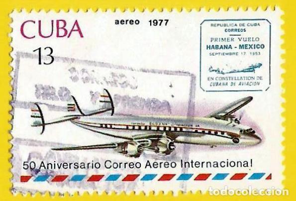 Sellos: Cuba. 1977. Scott # C263. Lockheed L-1049 Super Constellation - Foto 1
