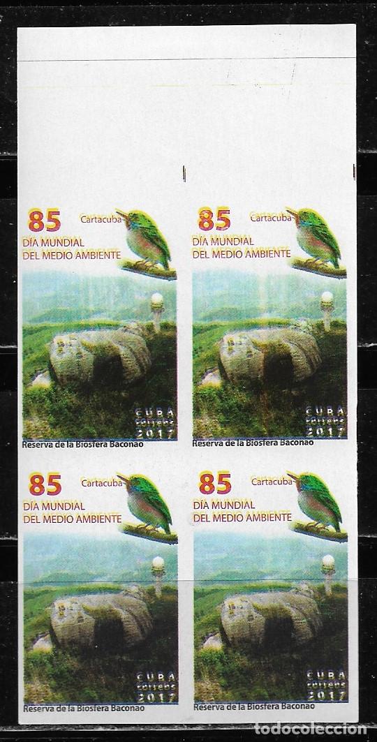 Sellos: CUBA 2017, D&Iacute;A MUNDIAL DEL MEDIO AMBIENTE - BACONAO CARTACUBA, EN BLOQUE DE 4 SIN DENTAR. MNH.